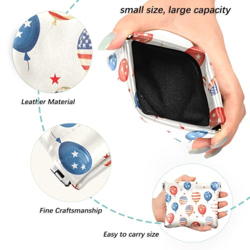 Coin Purse for Women American Flag Balloons Coin Pouch Change Holder PU Leather Mini Wallet Portable Coin Bag Money Pocket2