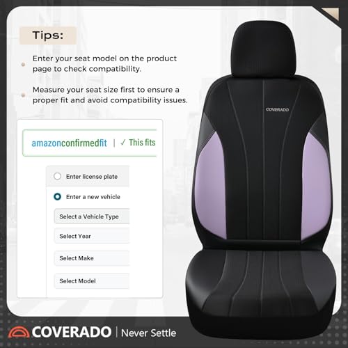 Image of Coverado Car Seat Covers 2-Pack, Seat Covers, Waterproof Leather Car Protectors Front Seats, Luxury Universal Fit Seat Covers for SUV, Truck, Sedan and Most Vehicles