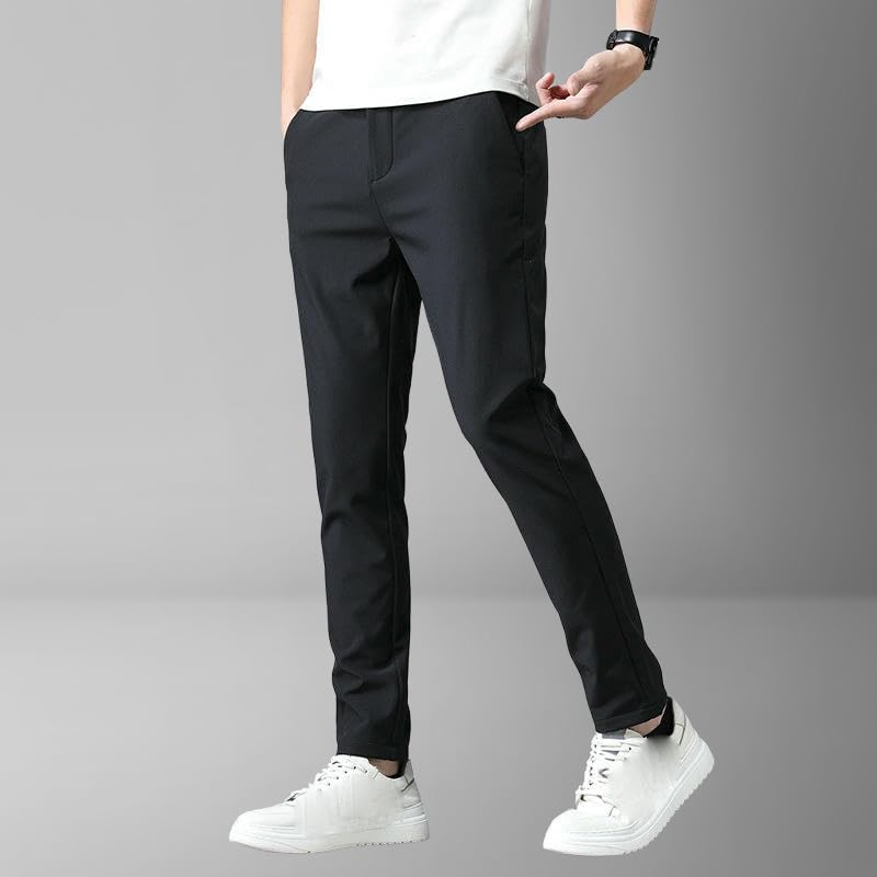 Men's Spring Autumn Business Elastic Straight Solid Color Trendy Casual Pants3