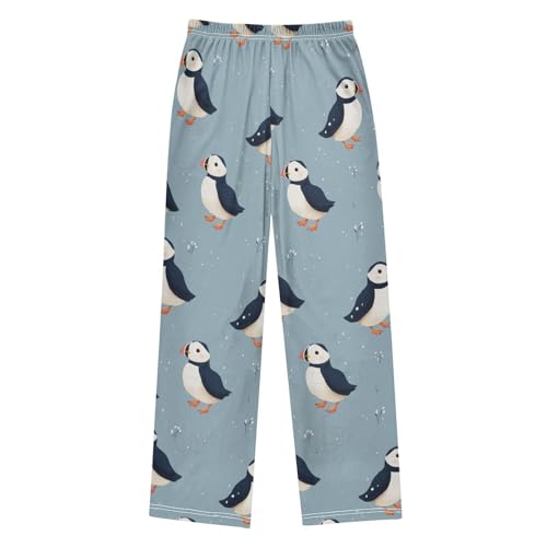 Pajama Bottoms, Pajamas Long Pant Cute Puffins Cartoon Lounge Wear Casual Sleep Pants Soft Pjs Sleepwear2