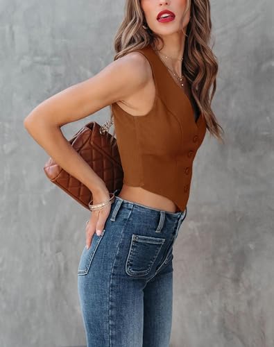 Sunborui Women's Business Button Up Sleeveless Vests Fully Lined V Neck Regular Fitted Jacket Waistcoat3