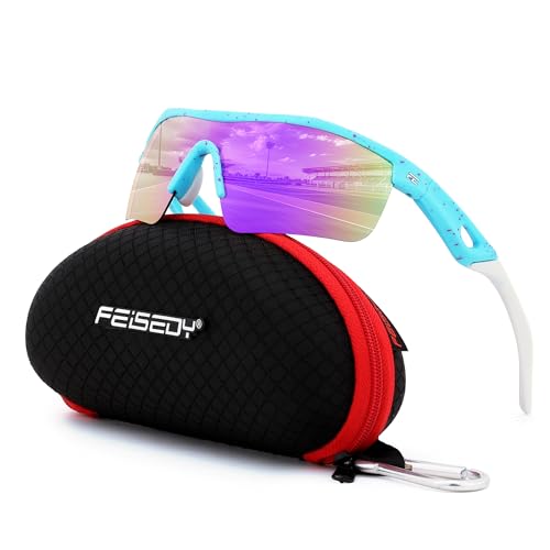 Image of FEISEDY Kids Teens Baseball Polarized Sunglasses Sports TR90 Frame Boys Girls Cycling B2454