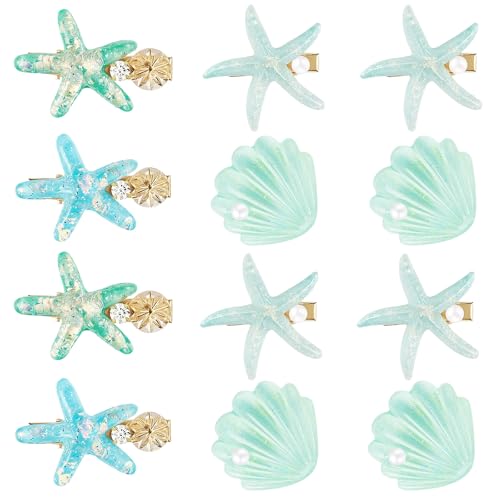 12PCS Seestern Muschel Haarspangen Seestern Haarspange Muschel Haarspangen Meerjungfrau Haarschmuck Haarschmuck Muscheln Kreative Und Niedliche Meerjungfrau Accessoires Damen Für Alltag