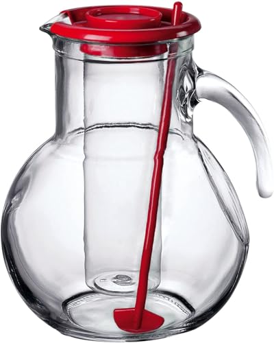 Bormioli Rocco Kufra Jug with Ice Container, Red Lid, 72 3/4 Ounce