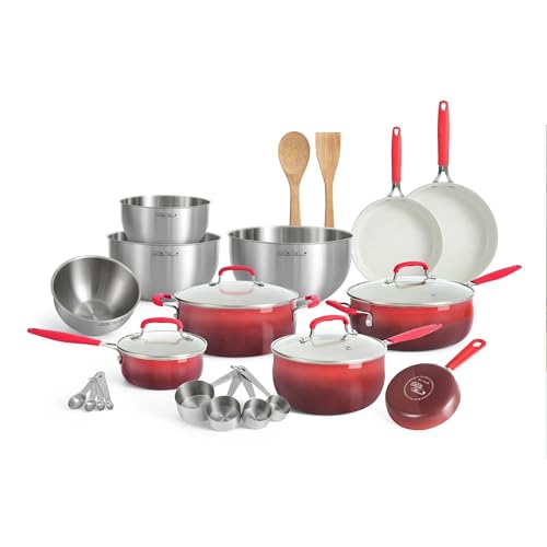 Pioneer Woman 25-Piece Ceramic Nonstick Cookware Set