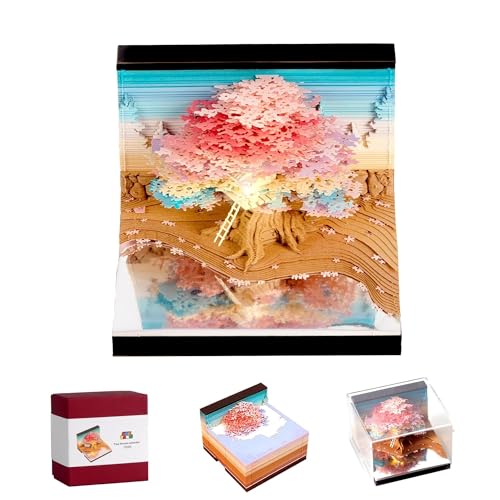 MACTANO 3D Art Calendar 2027, Time Piece Calendar Colourful Treehouse Memo Pad Rip Away Paper Carving Sticky Note