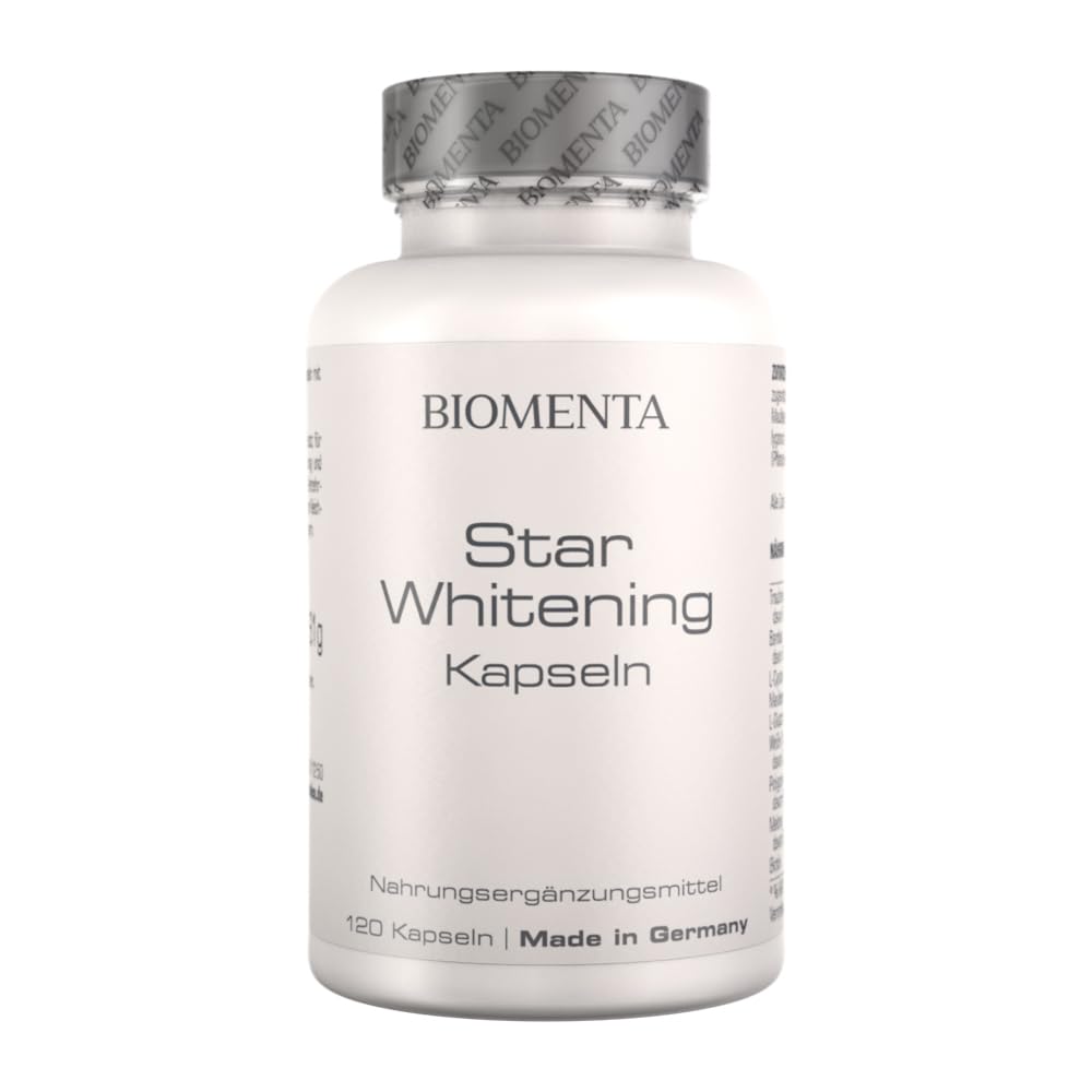 BIOMENTA Star Whitening - Hochdosierter Wirkstoffkomplex - 120 Haut Kapseln mit L-Gluthation, Aminosäuren, Pflanzenextrakten - Premiumqualität
