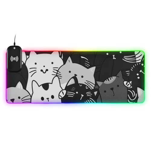 Tapis de souris de jeu grand format style dessin animé avec fil 90x41 cm
