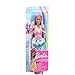 Barbie Dreamtopia Royal Fashion Doll & Accessory, Brunette with Pink Hairstreak Wearing Removable Blue Skirt & Headband
