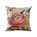 WOMHOPE Set of 4 Vintage Spring Flower Decorative Throw Pillow Covers Pillow Cases Cushion Cases Burlap Toss Throw Pillow Covers 18 x 18 Inch for Living Room,Couch and Bed (Pink Flower)