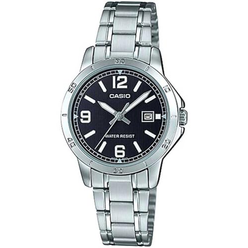 Casio Montre à Quartz Classique en acier gris et cadran noir LTP-V004D-1B2