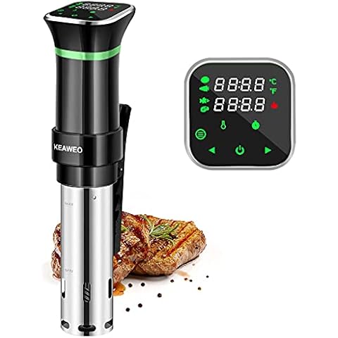 KEAWEO Sous Vide, Immersion Circulator Thermal Immersion Circulator Sous Vide Machine Cooker, Ultra-Quiet, Accurate Temperature 25-95℃ Digital Timer, Menu Function, Stainless Steel 1100W Cover