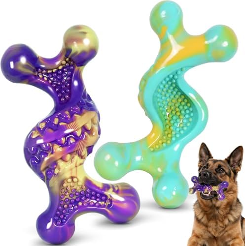 Dog Toys for Aggressive Chewers: 2 Pack Tough Toy for Medium & Large Dogs Weighing 20-70 lbs, Indestructible Bacon Flavored Nylon Chew Bone, Keeps Them Busy
