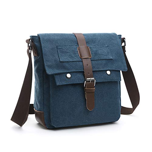 Preisvergleich Produktbild WindTook Herren Umhängetaschen Schultertasche Vintage Messenger Bag Kleine Sling Tasche Kuriertasche Damen für Schule Uni Freizeit Job, 24×9.5×26cm