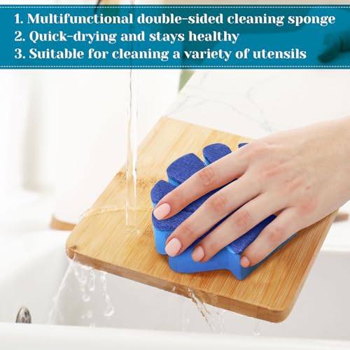 Image of Tioncy 12 Pack Shell Kitchen Sponges Bulk Dual Sided Scrubber Summer Shell White Blue Sponges Dishwashing Kitchen Cleaning Accessories for Funny Beach Sea Theme Household Supplies