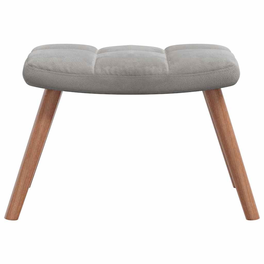 Mecedora moderna para interior con taburete, mecedora con estructura de acero y acolchado grueso, silla de relax con suave terciopelo gris claro
