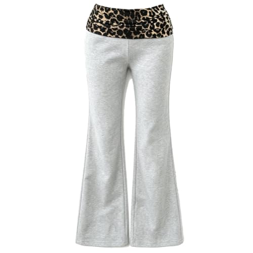 Flared Yoga Pants for Women Cheetah Y2k High Waisted Fold Over Leggings - image 4