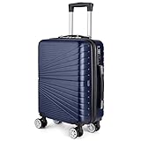 Eco-Lux Essentials Maleta de mano rígida para equipaje de mano – Bolsa de cabina ABS de 55 cm con 4 ruedas giratorias, funda de viaje ligera con cerradura aprobada por la TSA, se adapta a la mayoría