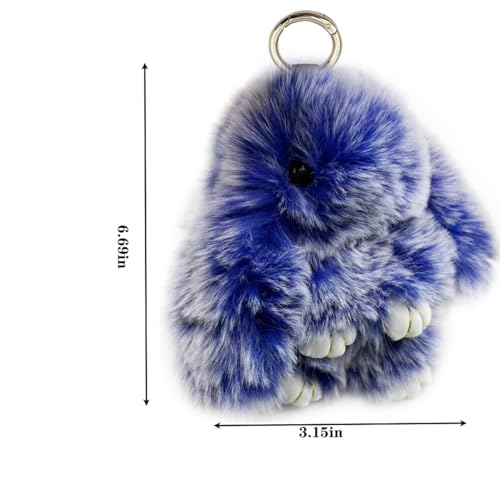 Fluffy Keychain Plush Bunny Key Rings Faux Fur Keyring Pompom Keychain for Women Car bag Backbag - Image 6