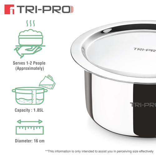 Image of Bergner Tripro Triply Cookware Set 5 Pcs - 22cm (2.3L) Kadai with Lid, 22cm Frypan, 16cm (1.8L) Tope with Lid, Consumes Less Oil, Healthy Cooking, Even Heat Distribution, Induction and Gas Stove Ready
