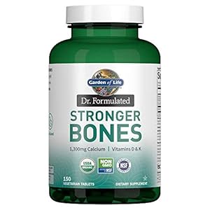 Garden of Life Dr. Formulated Stronger Bones, Organic Calcium Supplement with Vitamin D & Vitamin K, Supplements for Women and Men, 150 Vegetarian Tablets
