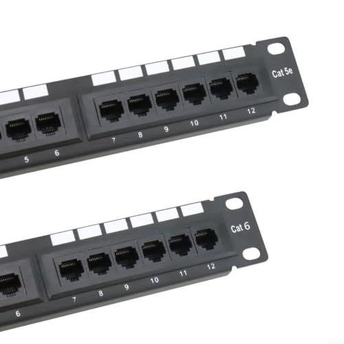 Panel de conexión de 12 puertos de acero resistente para redes modulares Cat5e y Cat6 4