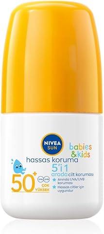NIVEA Sun Spf 50+ Bebek Ve Çocuk İçin Hassas Koruma Güneş Koruyucu Roll-On 50Ml,Suya Dayanıklı,Hassas Cilt
