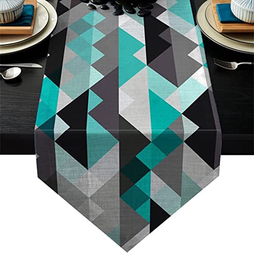 Chemin de table en coton et lin de qualité supérieure au design géométrique coloré