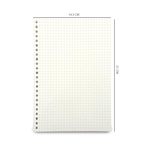 Image of PaperO A5 Punched Loose Leaf Dot Grid Sheet /Paper | 80 GSM | 100 Sheets | (21 x 14.5 cm) | Ideal for Artists & Designers | Suitable for Spiral Binding