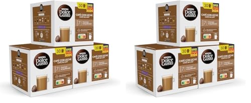 NESCAFÉ Dolce Gusto Café con Leche, 90 cápsulas, Intensidad 7 (3 pack x 30) (Paquete de 2)