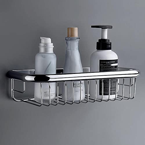 Estante de baño Sin taladrar Estante de Ducha Estantes de Ducha Adhesivos Montado en la Pared Cobre antioxidante para Inodoro Inodoro-Plata_30cm