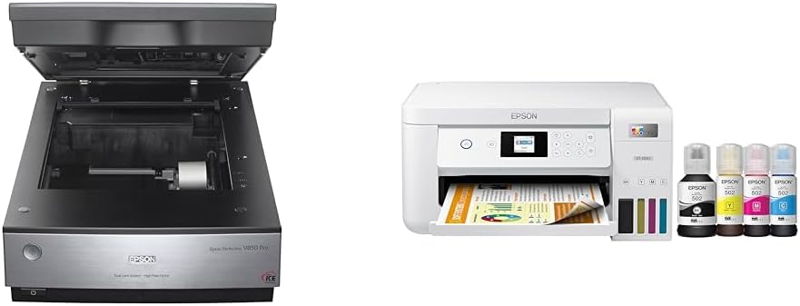 Epson Perfection V850 Pro Scanner & EcoTank ET-2850 Wireless Color All-in-One Cartridge-Free Supertank Printer with Scan, Copy and Auto 2-Sided Printing - White, Medium