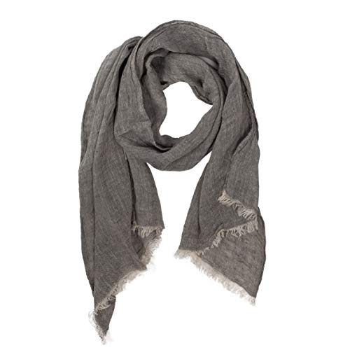 LUSIE'S LINEN 100% Linen Scarf - 19 x 67 inches - For Women & Men - Imported From Europe