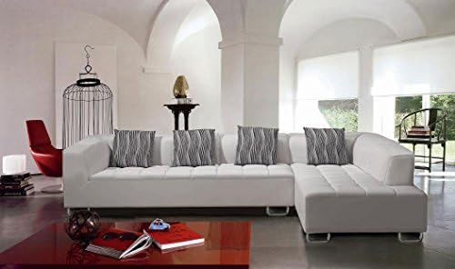 Modern Sectional Sofa Set with 4 Pillows in White