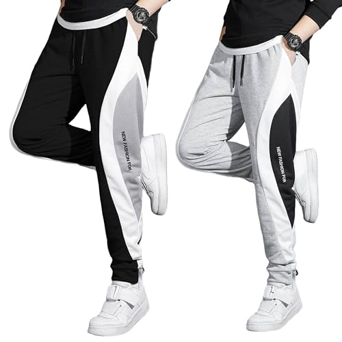 Image of GYRFALCON Men's Regular Fit, Colorblock, Cotton Blend Track Pants
