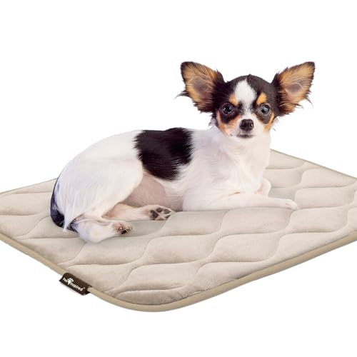 Paw-Inspired-Washable-Padded-Crate-Mats-for-Dogs-23-x-17-Pad-Fits-24-inch-Kennels-Leakproof-Waterproof-Bottom-Plush-Pet-Beds-Tan - Cucciolini Doodles Paw-Inspired-Washable-Padded-Crate-Mats-for-Dogs-23-x-17-Pad-Fits-24-inch-Kennels-Leakproof-Waterproof-Bottom-Plush-Pet-Beds-Tan