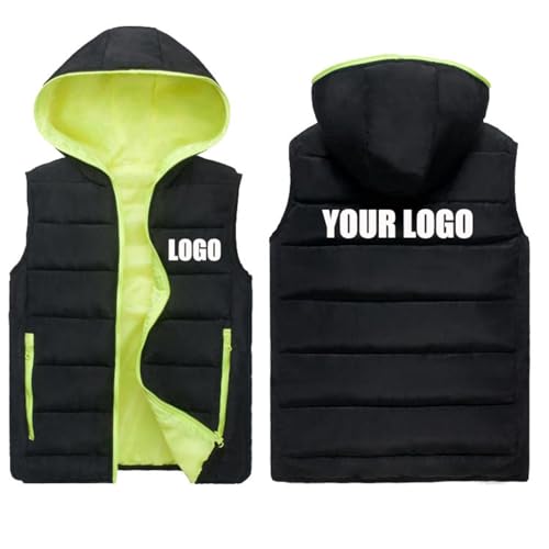 Sudaderas con Capucha Personalizadas para Hombre, Chaleco con Imagen Texto Logotipo Personalizado, Abrigo Deportivo Chaqueta con Cremallera Chaleco Informal Cálido Sin Mangas Color 1,L