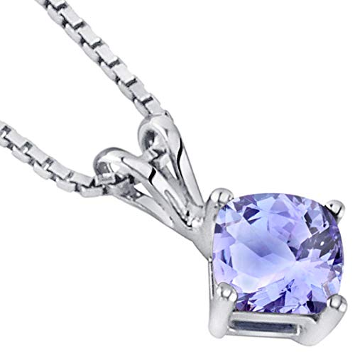 PEORA 14K White Gold Tanzanite Pendant for Women, Genuine Gemstone Classic Solitaire, 1 Carat Cushion Cut, 6mm, AAA Grade, Real Tanzanite Gold Necklace, Gift Idea Set, w/Jewelry Box4