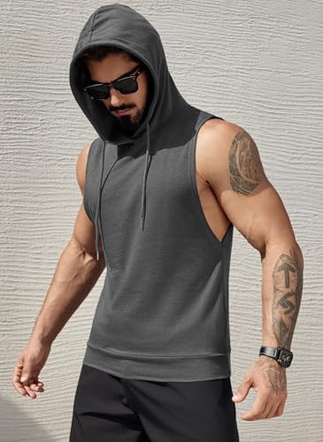 COOFANDY Sleeveless Hoodies for Men Workout Hooded Tank Tops Muscle Cut Off Shirts Bodybuilding Gym Shirt2