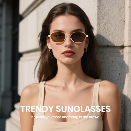 Cyxus Vintage Metal Sunglasses for Men and Women Retro Old Money Style UV Protection Classic Oval Frame Shades 12832