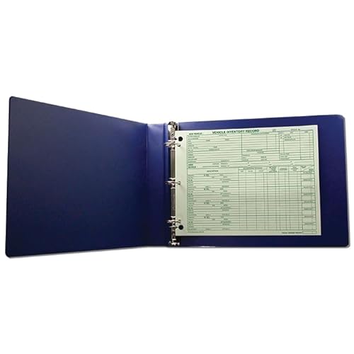 Vehicle Inventory Binder – Dark Blue 12-3/4" × 9" 3-Ring Automotive Record Organizer for Car Dealerships, Fleet Management, Vehicle Tracking, and Auto Service Logs – Pack of 1