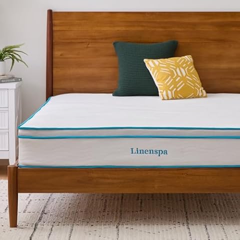 Linenspa 10 Inch Memory Foam and Spring Hybrid Mattress - Medium Feel - Bed in a Box - Quality Comfort and Adaptive Support - Breathable - Cooling - Perfect for a Guest Bedroom - Full Size Cover