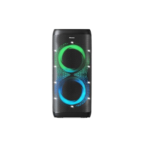 Hisense PARTY THUNDER 620W Max Audio Power AI Light Show 18 Hrs long playtime Auracast receiver Portability ConnectLife IPX4 Waterproof AI Vocal Fader Bluetooth 5.4