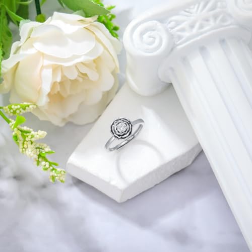 Diamond Rose Rings for Women 925 Stering Silver Rose Open Rings Adjustable Ring Promise Rings Jewelry Birthday Gifts for Wife3