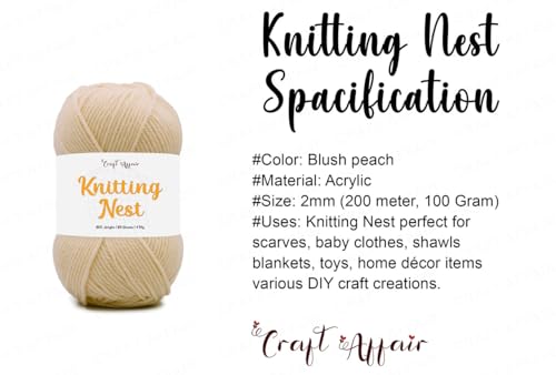 Image of Craft Affair | Knitting Nest Acrylic Yarn (200 Meter, 100 Grams, 2mm) / Woolen Yarn /Acrylic Yarn for Knitting and Crocheting-Blush Peach