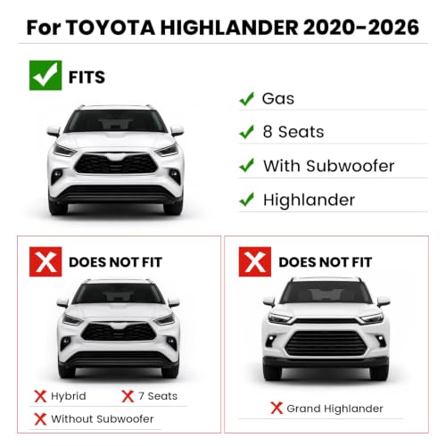 Image of LASFIT Floor Mats&Trunk Mats for Toyota Highlander 8 Seats 2020-2025 2026 (Not for Hybrid), All Weather TPE Floor Liner & Cargo mats for Highlander,Front&Rear 4 Rows mats.