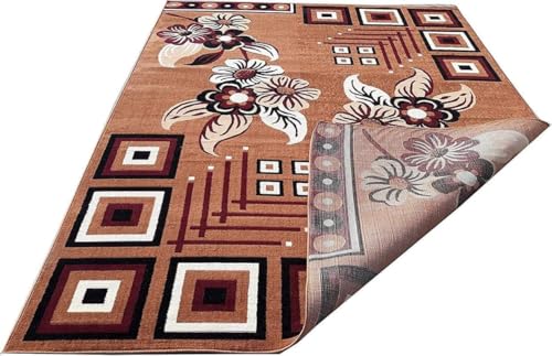 Image of Premium Super Soft Floral Area Rug 8x11 Feet - BCF Medium Thickness - Durable Living Room Bedroom