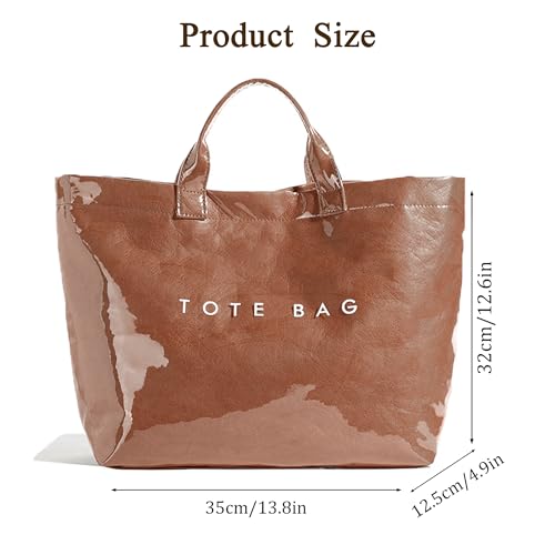 Image of PVC Tote Bag for Women Waterproof Plastic Jelly Tote Letter Print Hobo Handbag for Travel, Gift