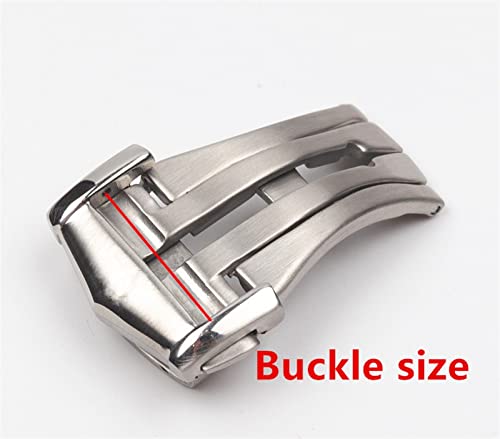 Boucle de montre pliable 18mm acier inoxydable fermoir papillon double bouton poussoir