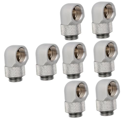 Adaptador giratorio de latón SHINEOFI de color plata para refrigeración líquida de PC de 8 piezas